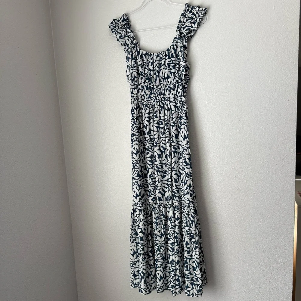 Abercrombie & Fitch Maxi Floral Dress‎ Navy Vacation Resortwear Cruise Wedding S